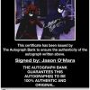 Jason O'mara certificate of authenticity from the autograph bank