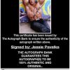 Jessie Pavelka certificate of authenticity from the autograph bank