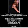 Kaitlin Olson certificate of authenticity from the autograph bank