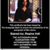 Regina Hall certificate of authenticity from the autograph bank