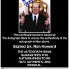 Ron Howard certificate of authenticity from the autograph bank