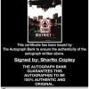 Sharlto Copley certificate of authenticity from the autograph bank