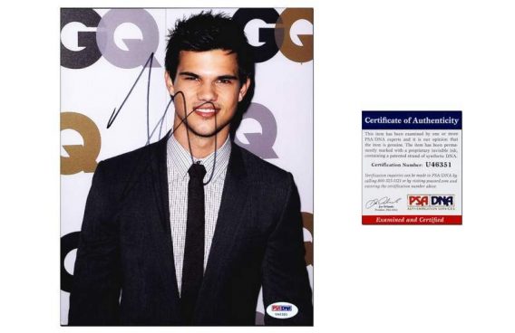 Taylor Lautner certificate of authenticity from the autograph bank