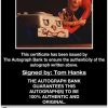 Tom Hanks certificate of authenticity from the autograph bank