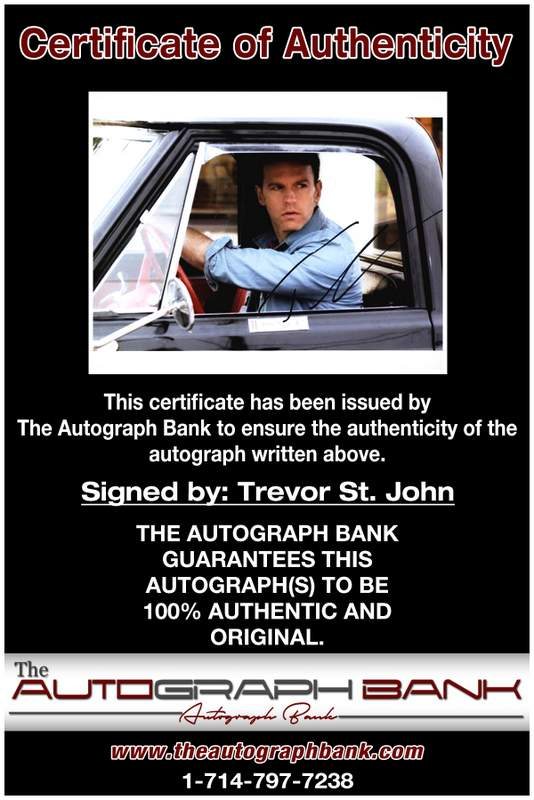 Trevor St. John certificate of authenticity from the autograph bank