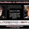 Trin Miller certificate of authenticity from the autograph bank