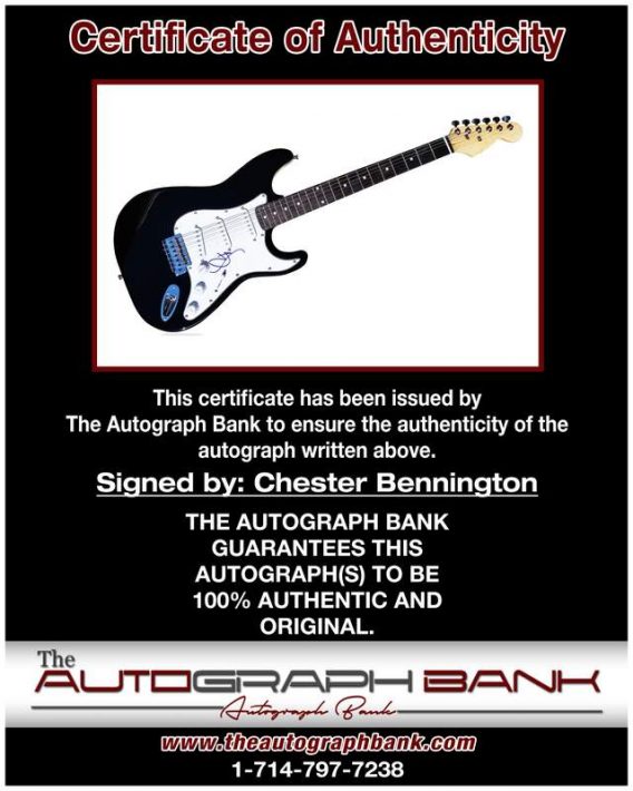 Chester Bennington certificate of authenticity from the autograph bank