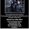 Alfie Allen certificate of authenticity from the autograph bank