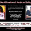 Alice Cooper certificate of authenticity from the autograph bank