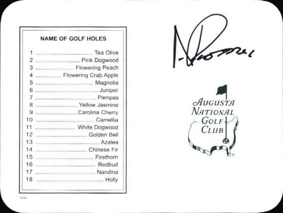 Andres Romero authentic signed Masters Score card