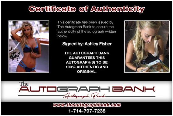 Ashley Fisher certificate of authenticity from the autograph bank