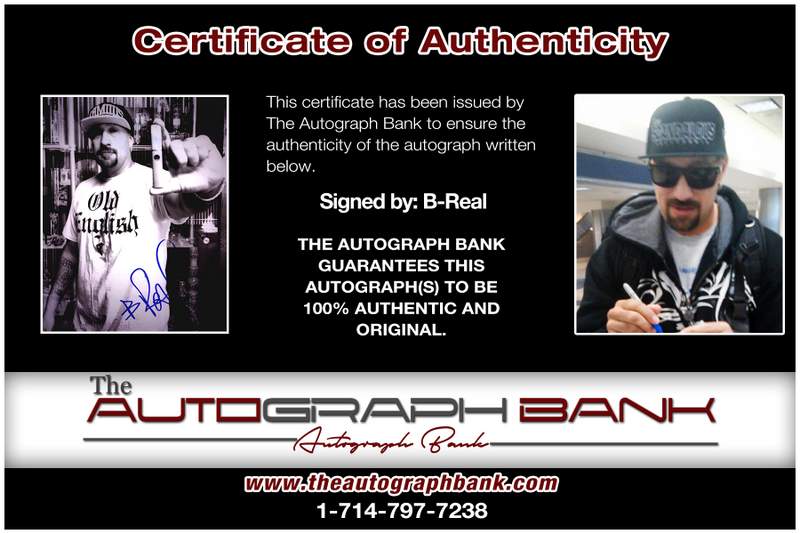 B-Real Signed Autographed 8x10 Photo Cypress Hill Prophets of Rage Proof B 