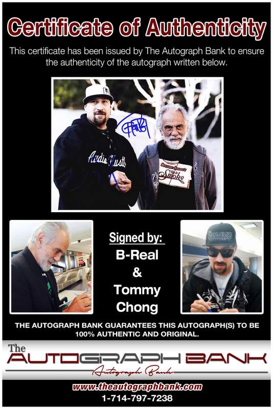 B-Real & Tommy Chong certificate of authenticity from the autograph bank