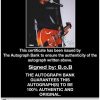 B.O.B certificate of authenticity from the autograph bank