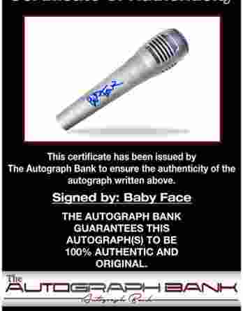 Babyface certificate of authenticity from the autograph bank