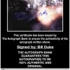 Bill Duke certificate of authenticity from the autograph bank