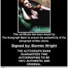 Bonnie Wright certificate of authenticity from the autograph bank