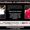 Boo Weekley certificate of authenticity from the autograph bank