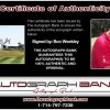 Boo Weekley certificate of authenticity from the autograph bank