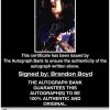 Brandon Boyd certificate of authenticity from the autograph bank