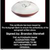 Brandon Marshall certificate of authenticity from the autograph bank