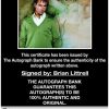 Brian Littrell certificate of authenticity from the autograph bank