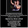 Brian Littrell certificate of authenticity from the autograph bank