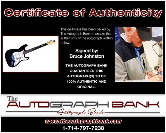 Bruce Johnston certificate of authenticity from the autograph bank