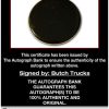 Butch Trucks certificate of authenticity from the autograph bank