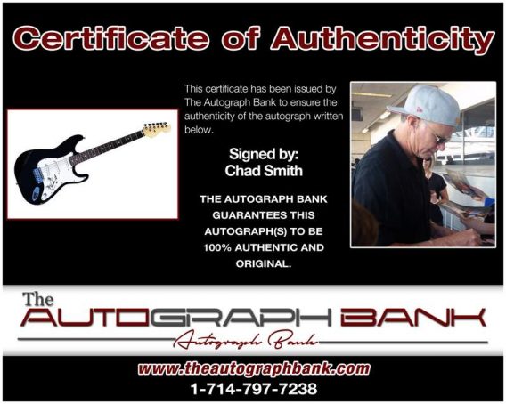 Chad Smith certificate of authenticity from the autograph bank