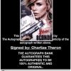 Charlize Theron certificate of authenticity from the autograph bank