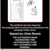 Chez Reavie certificate of authenticity from the autograph bank