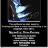 Dave Fennoy certificate of authenticity from the autograph bank