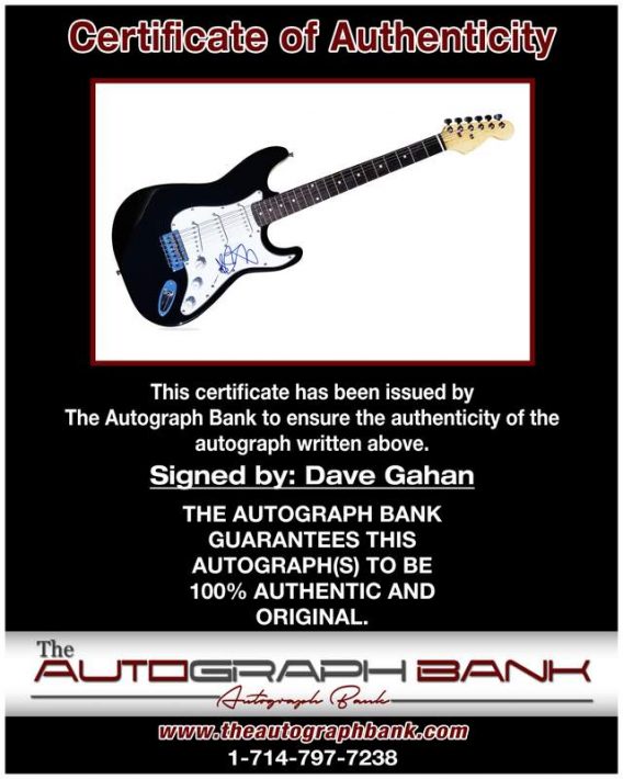 Dave Gahan certificate of authenticity from the autograph bank
