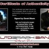 Derek Mears certificate of authenticity from the autograph bank