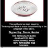 Devin Hester certificate of authenticity from the autograph bank
