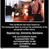 Dominic Santana certificate of authenticity from the autograph bank