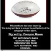 Dwayne Bowe certificate of authenticity from the autograph bank