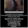 Eddie Marsan certificate of authenticity from the autograph bank