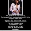 Elizabeth Olsen certificate of authenticity from the autograph bank