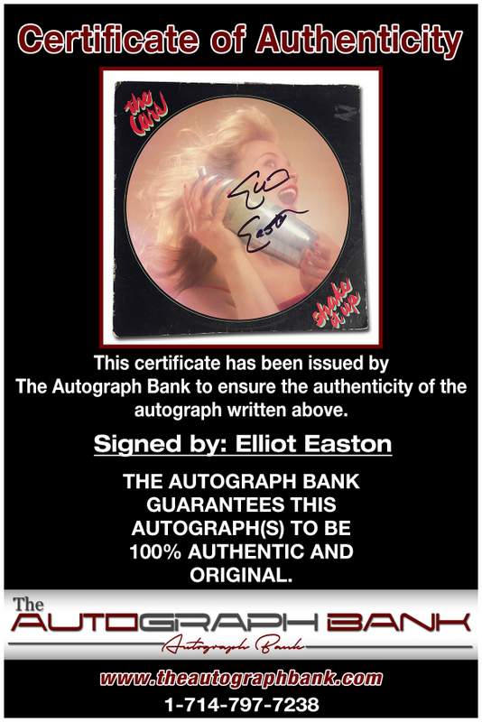 Elliot Easton certificate of authenticity from the autograph bank