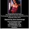 Erin Cummings certificate of authenticity from the autograph bank