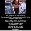 Erin Cummings certificate of authenticity from the autograph bank