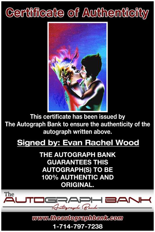 Evan Rachel Wood certificate of authenticity from the autograph bank