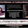 Francesca Eastwood certificate of authenticity from the autograph bank