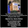 Gene Elston certificate of authenticity from the autograph bank