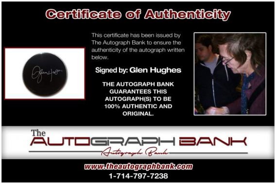 Glen Hughes certificate of authenticity from the autograph bank