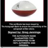Greg Jennings certificate of authenticity from the autograph bank