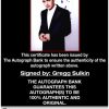 Gregg Sulkin certificate of authenticity from the autograph bank