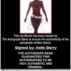 Halle Berry certificate of authenticity from the autograph bank